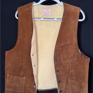 Vintage 70s Jo-o Kay Sherpa Lined Suede Leather Vest
